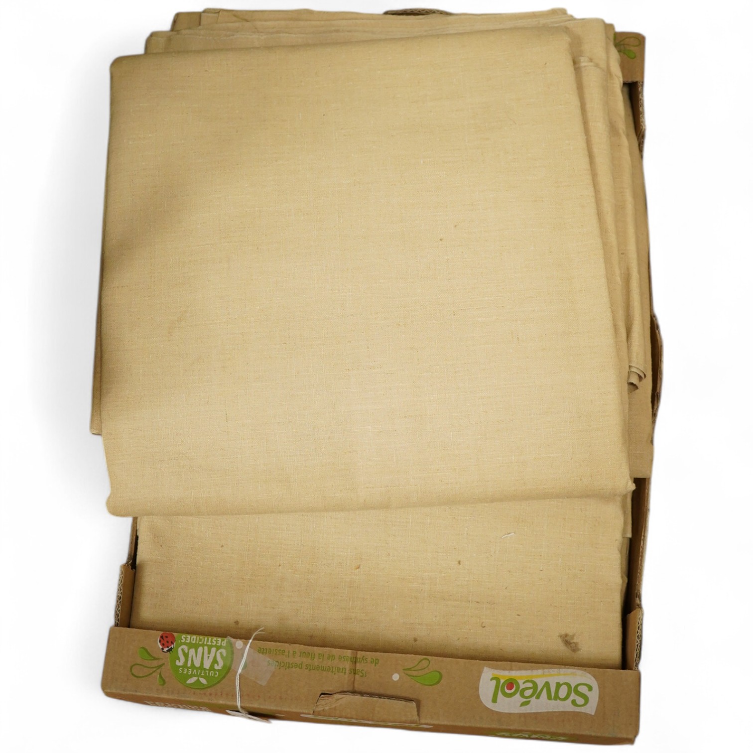 Five lengths of late 19th century / early 20th century French provincial linen approx. 110cm x 640cm. Condition - fair/good